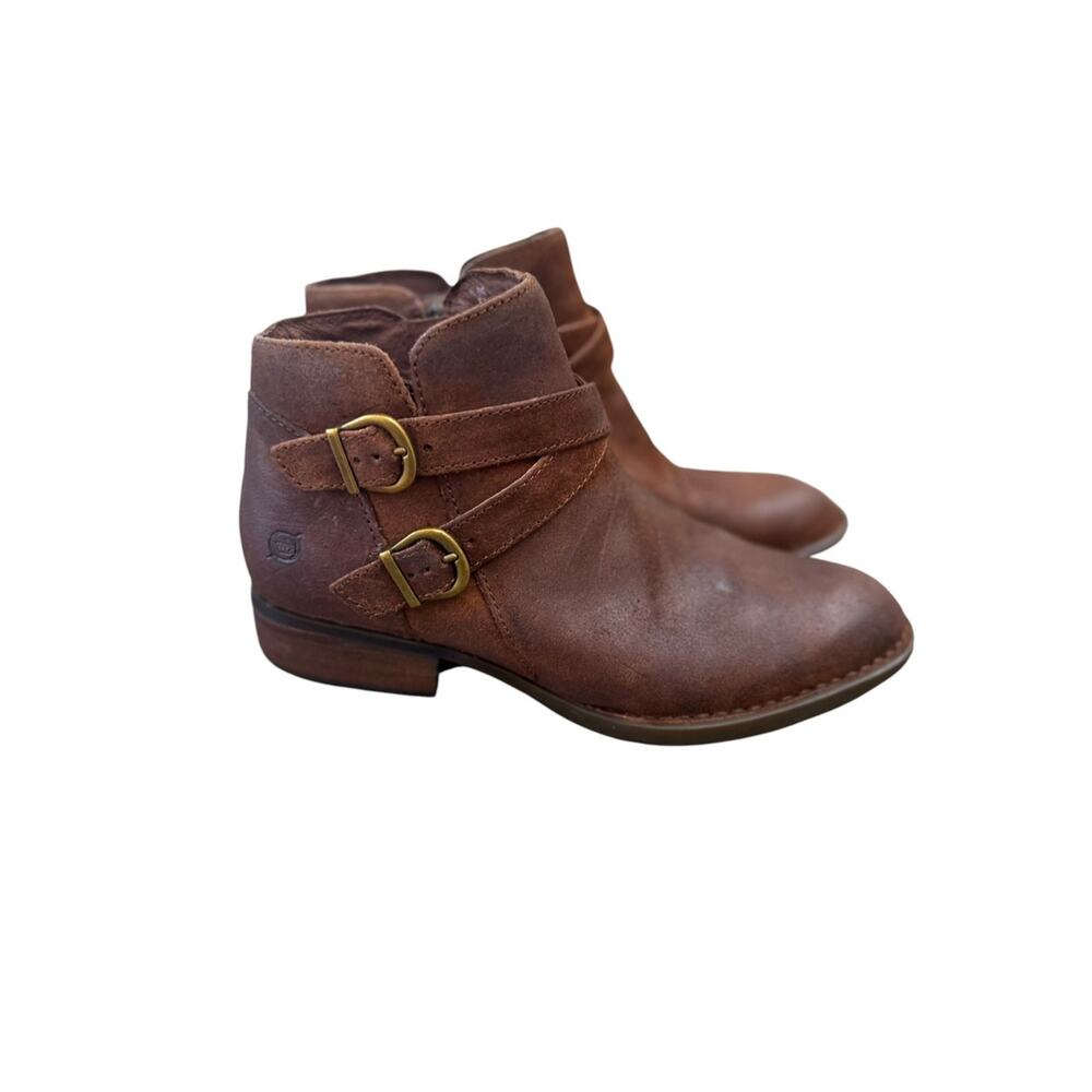 Born Ozark Leather Distressed Brown Booties – Sz 8M - Picture 2 of 8